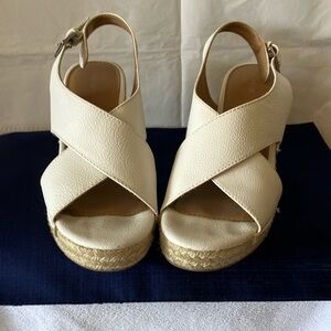 Apt 9 Women’s Sz 8M White Espadrille Wedge Platform Sling Back Open Toe Heels